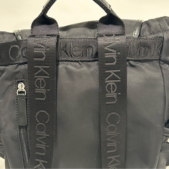 Calvin Klein Women’s black nylon backpack with silver accents, pockets - Picture 4 of 12